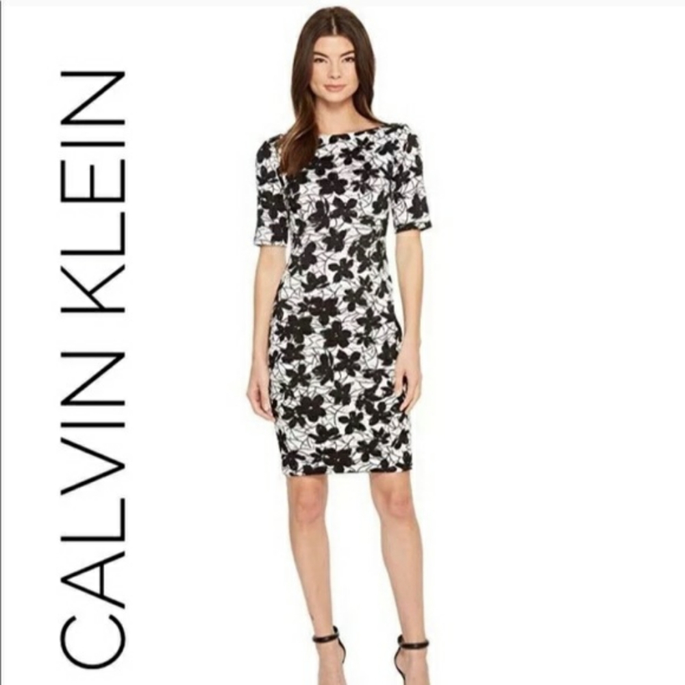 Beautiful black and white floral short dress